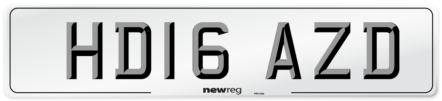 HD16 AZD Number Plate from New Reg
